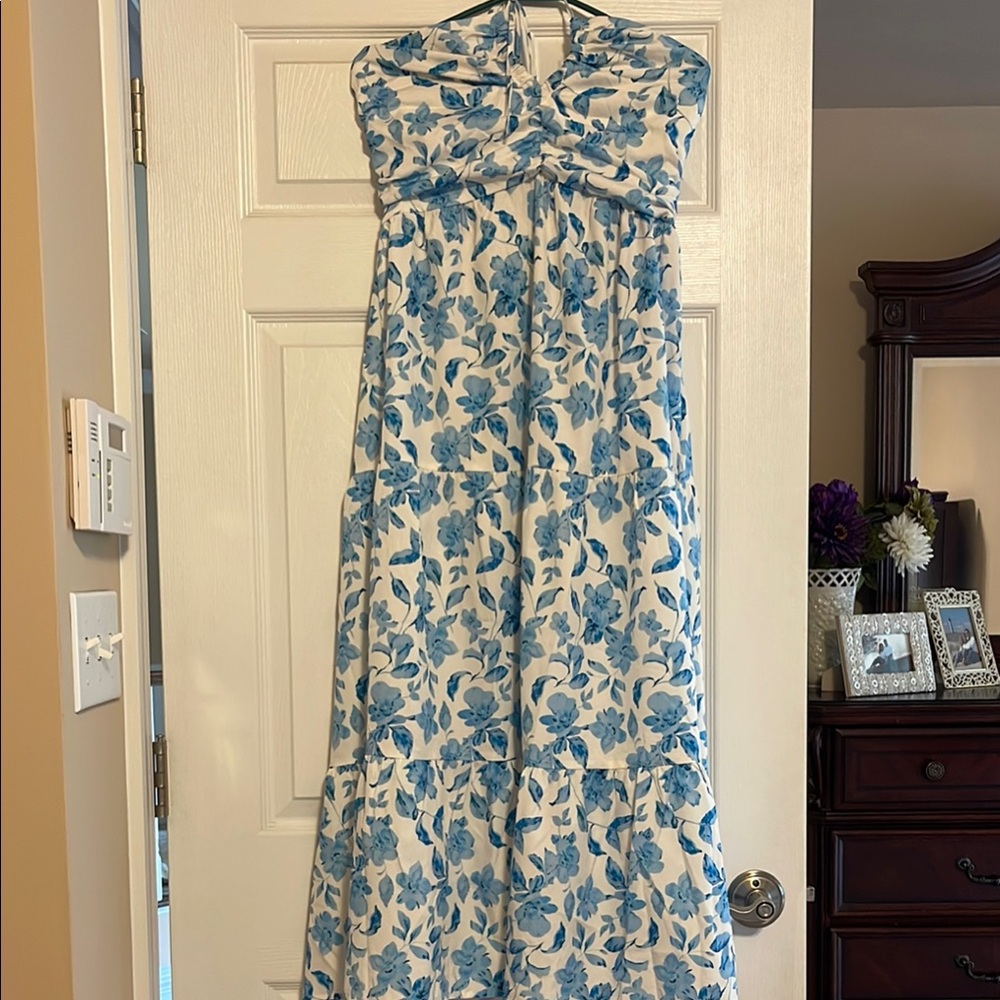 Floral Blue and White Women's Dress